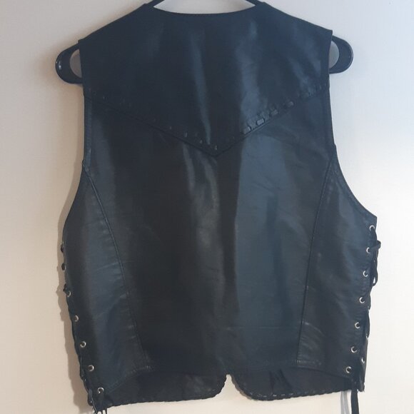 Vintage Genuine Leather - Men's - Sleeveless Vest - Embossed Eagle - Biker Style - Picture 10 of 13